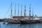 Old sailing ship alongside the quay