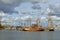 Old Sailing Vessels near sailing pier in North Harbor. Helsinki, Finland