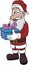 Old Santa Brings Gift Cartoon Color Illustration