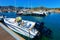 Old Sardinian Marina with ships near Mediterranean Sea in Villasimius