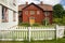 Old scandinavian red timber house. Linkoping. Sweden