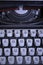 Old-school retro typewriter, topplan view. the keys and the top are photographed.