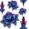 Old school retro vintage doodle tattoo seamless pattern.Rose,knife.continuous openwork emblems symbols.Vector line art oldschool