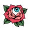 Old school rose tattoo with eye.