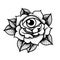 Old school rose tattoo with eye.