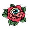 Old school rose tattoo with eye.