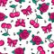 Old school seamless pattern in rockabilly style.