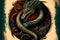 Old school tattoo graphic dragon eagle snake, hand drawn & artistic