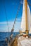 Old schooner sailing along the coast of Rugen Island, Germany