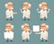 Old Scientist Character Icons Set Retro Cartoon Design Mobile Game Vector Illustration