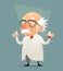 Old Scientist with Test-tube Icon Retro Cartoon Design Mobile game Vector Illustration