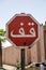 Old and scratch stop sign on the street of Marrakesh, Morocco