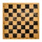 Old scratched chess board on white background.