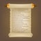 Old scroll with Bible text. Parchment realistic. Vintage blank paper scroll on white background. Vector illustration.