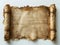 Old scroll on white background, antique manuscript background image