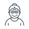 Old Senior Person Line Icon. Happy Elder Lady Linear Pictogram. Old Grandmother Outline Icon. Retirement Concept