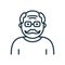 Old Senior Person Line Icon. Happy Elder Man Linear Pictogram. Old Grandfather Outline Icon. Retirement Concept