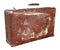 Old shabby aged retro brown fiber suitcase isolated