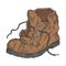 Old shabby boot color engraving style vector