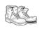 Old shabby boots sketch vector illustration