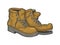 Old shabby boots sketch vector illustration