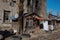 Old shabby houses in the slum district