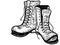 Old shabby ragged torn boots sketch engraving vector.