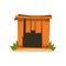 Old shabby wooden doghouse vector Illustration on a white background