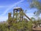 An old shaft tower  in Goldfield Ghost town, USA. Back in 1he 1890s Goldfield boasted 3 saloons, boarding house, general store,