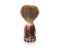 Old shaving brush isolated. Retro mens swab stand on white backg