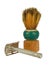 Old shaving brush and razor