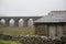 Old shed and viaduct Yorkshire Dales Yorkshire England