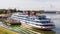 Old ship at the pier in Uglich that on the Volga River