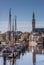 Old ships and the Jozef cathedral in Groningen