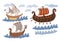 Old ships viking ship boats sails sore waves masts oars history ancient times