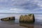 Old shipwreck on the beach near Reighton Filey Bay