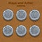 Old silver aztec and Maya coins, game element