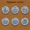 Old silver Egyptian coins, game element