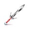 Old silver sword with red handle on white vector