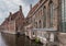 Old Sint Jans hospital along canal at Mariabrug, Bruges, Belgium