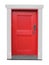 Old small wooden red door isolated.