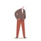 Old Smiling Man Groom, Senior Gentleman, Elderly Newlywed Character Wear Brown Trousers, Jacket and Tie Bow Isolated