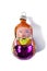 Old soviet decoration on the Christmas tree  glass toy litle girl close up isolated on white background