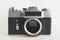 Old Soviet film camera on white background close-up