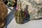 Old soviet hand grenade F1 against the background of camouflage