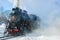 Old Soviet steam locomotive. Russia