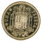 Old Spanish coin of 1 peseta, Francisco Franco. Year 1966, 19 73 in the stars. Reverse.