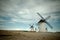 Old Spanish windmills, toned image