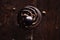 Old spiral door iron metal handle to a haunted house close up