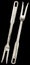 Old Stainless Steel Meat Carving Fork Front And Reverse Side Variants Isolated On Black Background